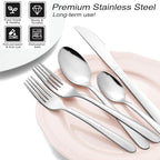Pleafind 48-Pieces Silverware Set for 8, Flatware Set with Steak Knives, Stainless Steel Cutlery Set, Include Forks Spoons and Knives Set, Dishwasher Safe Utensil Sets for Home Restaurant