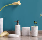 Hymmah Bathroom Accessories Set,Toothbrush Holder,Farmhouse Decor,4 Pcs Resin Gift Apartment Necessities, Contain Toothbrush Cup,Soap Dispenser & Dish,Tumbler