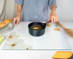 Glass Cutting Board 20”x16”: Tempered Glass Kitchen Counter Protector - Durable- Scratch-Resistant, Heat-Proof - Design 5 - Floral Design
