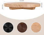 Round Decorative Tray Framhouse Bathroom Decor Wood Riser Kitchen Countertop Organizer for Perfume, Candle, Plant, 12 inch Burlywood
