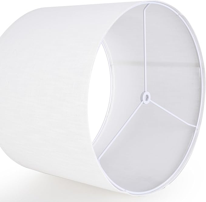 GO&SO White Textured Drum lampshade Medium Lamp Shade 13" Top x 13" Bottom x 10" High (Spider) Modern Linen Lamp Shades for Table Lamp Bedside Lamp Natural Linen Replacement Assembly is Required