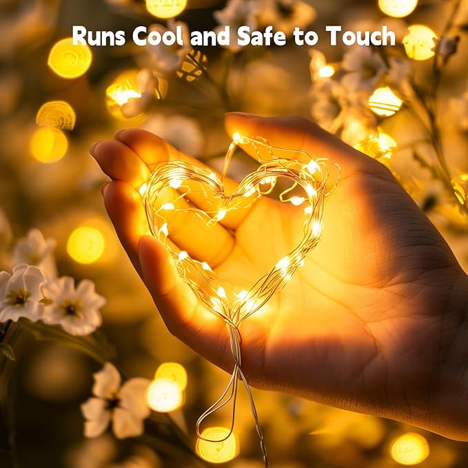 Fairy Lights Plug in, 66Feet 200LEDs Warm White String Lights, Waterproof Flexible Silver Wire for Bedroom Dorm Wedding Garland Wreath Wall Mason Jar Indoor Outdoor Christmas Tree