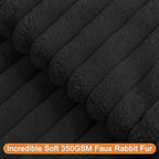Double-Sided Faux Fur Plush Throw Pillow Covers 12x20 Set of 2 Fuzzy Striped Soft Cozy Pillowcase Luxury Decorative Pillows Rectangle Fluffy Cushion Covers for Couch Sofa Bed,Black