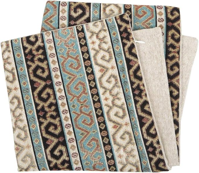Kilim Throw Pillow Covers Turquoise and Black - 18 x 18 Inches Decorative Oriental Pillows, Boho Room Decor for Couch, Bohemian Outdoor Case for Farmhouse, Ethnic Shams, Patio