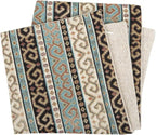 Kilim Throw Pillow Covers Turquoise and Black - 18 x 18 Inches Decorative Oriental Pillows, Boho Room Decor for Couch, Bohemian Outdoor Case for Farmhouse, Ethnic Shams, Patio