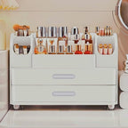 Makeup Organizer with Drawers for Vanity,Bathroom Countertop Organizer with Brushes Holder,Skincare Storage Organizer,Perfect Cosmetic Display Case for Skincare,Lipstick and Beauty Essential
