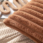 DEELAND Pack of 2,Double-Sided Faux Fur Plush Decorative Throw Pillow Covers Fuzzy Striped Soft Pillowcase Cushion Covers for Sofa Couch Bedroom Brown 16x16 inch