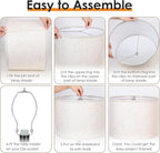 Lamp Shades Set of 2, Drum Lampshades 13" Top x 13" Bottom x 10" High with Spider Fitter, Large Replacement Lamp Shades for Table Lamps, Floor Lamps, Easy Assembly Required (2, Beige)