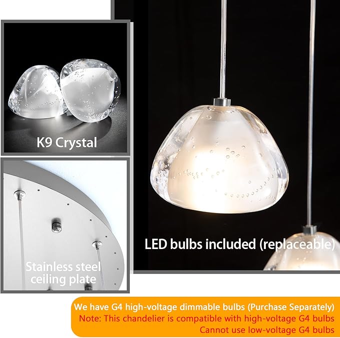 30-Lights Modern Crystal Chandeliers for Staircase LED Handing Light Fixture for Foyer Hallway Entrance