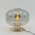 Lotus Atelier Modern Table Lamp, Smoked Glass Shade, Brushed Metal Base Aesthetic Home Decor