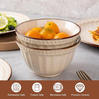 Dinnerware Set Cream White 12 Pieces Service for 4, Stoneware Plates and Bowls Set Stoneware Set, Dishwasher Microwave Safe Dishes set