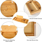 Premium Bamboo Bathtub Caddy Tray with Extending Sides, Adjustable Wood Bath Tray for Luxury Bath, Fits Most Tubs, Accessories Gift Idea