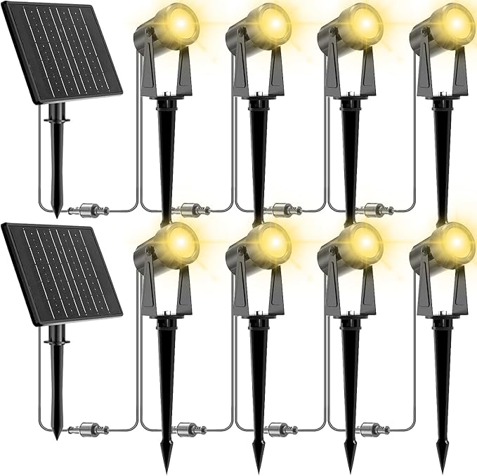 ZYAN Solar Landscape Spotlights Outdoor Waterproof IP65, Solar Powered Garden Yard LED Spot Lights for Outside Plant, Tree, Pathway, Auto On/Off Wall Lights for Walkway, Patio, Lawn-8 Pack