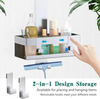 Emibele Over The Door Shower Caddy, 304 Stainless Steel Hanging Shower Caddy Rustproof Shower Shelves,No Drilling Hanging Shower Organizer for Bathroom Glass Door Up to 1.5cm,Basket: 23×10×10cm,Silver