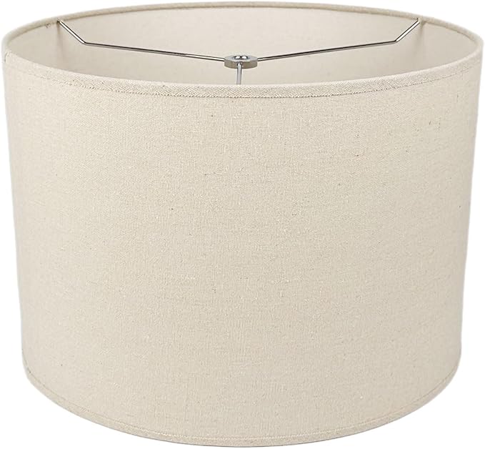 12" Wx 10" H Drum Lampshades, No Assembly Required, Fabric Lampshade for Table Lamp, Bedside Lamp, Floor Lamp, Metal Spider Fitter, Beige