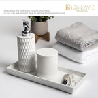 White Bathroom Tray - 12x5'' Resin Tray for Bathroom Countertop, Kitchen Vanity Tray & Dish Soap Tray for Kitchen Counter - Ideal Also as Jewelry, Perfume & Napkin White Vanity Tray