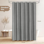 Grey Faux Linen Textured Fabric Shower Curtain, Heavy Duty Linen Look Hotel Shower Curtain Water-Resistant, 72 x 72 Inch Natural Gray Bathroom Shower Curtains Wrinkle-Free, Machine Washable