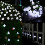 2-Pack 72FT 120 LED White Crystal Globe Solar String Lights Outdoor, Waterproof Solar Christmas Lights for Outside, 8 Lighting Modes Christmas Decorations for Garden Yard Porch Wedding Party Patio