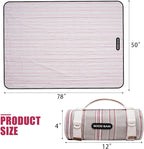 G GOOD GAIN Waterproof Picnic Blanket Portable with Carry Strap for Beach Mat or Family Outdoor Camping Party（Oat）
