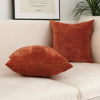 Jeneoo Terracotta Decorative Throw Pillow Covers Soft Chenille Comfy Solid Rust Couch Cushion Case Decor (Set of 2, 14 x 14 Inches)