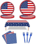 Disposable cutlery set for 16 guests -69 pieces, including 7-inch/9-inch plates, napkins, tablecloths, and forks, suitable for birthdays, weddings, picnics, baby showers, and events (Blue and white)