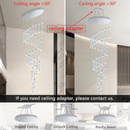 30-Light 197'' High Ceiling Chandeliers Modern Crystal Chandeliers for Entryway Long Spiral LED Dimmable Chandelier Flush Mount Ceiling Staircase Foyer Living Room Sloped ceilings Light Fixture