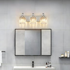 Modern Bathroom Vanity Light, 3-Light Nickel Bathroom Lighting Fixtures Over Mirror, 20.5" Crystal Wall Light Sconce for Bathroom/Bedroom/Vanity, Includes LED Bulbs, Easy Installation