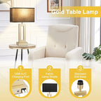 Bedroom Table Lamps Set of 2 - Black Gold Touch Bedside Lamps with USB C+A, 3 Way Dimmable Gold Lamp for Nightstand, Modern Night Stands Lamps for Living Room
