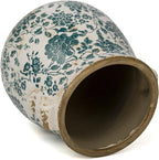 Teal Ceramic Pot for Planter, Vintage Flower Pot with Drainage Holes, 6.3 inch Ice Crack Glazed Indoor Planters Pot with Handle (Cyan)