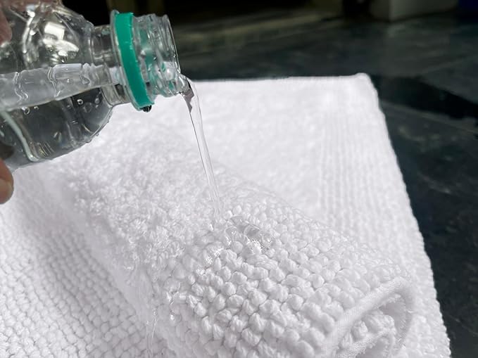 Bedding Craft Cotton Bath Mat Rug, Reversible Water Absorbent Cloth Bathmat, Machine Washable 21x34
