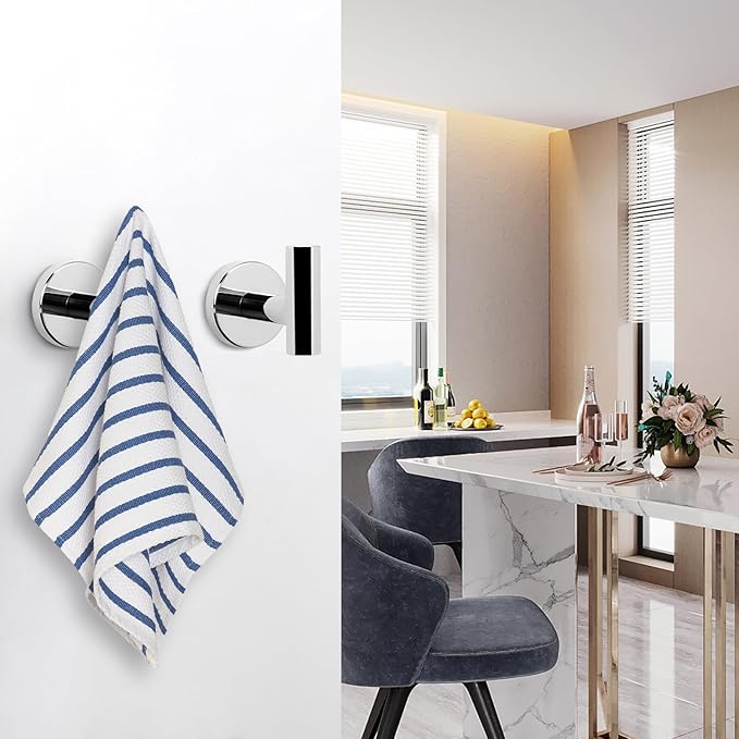 NearMoon Bath Towel Hooks- SUS 304 Stainless Steel Robe Hook Holder, Heavy Duty Coat Hook for Bathroom Livingroom Hotel Kitchen Garage, Wall Mounted (Chrome Finish, 16 Pack)