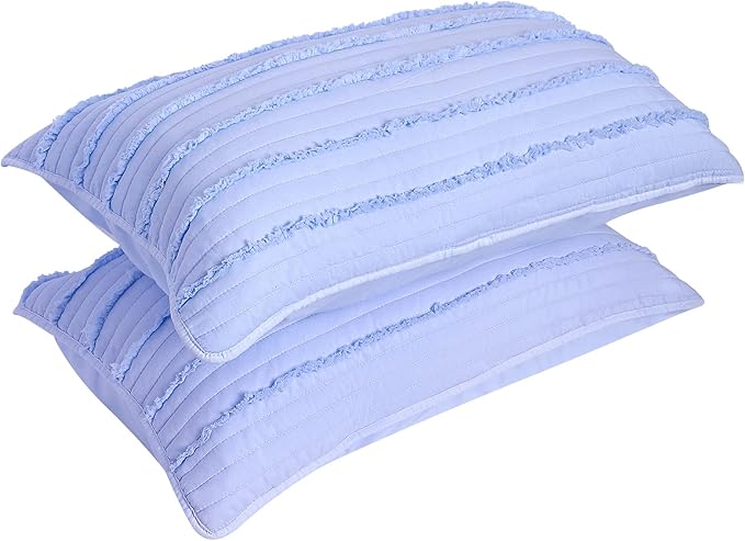BOSOWOS King Size Pillow Shams Set of 2, Ultra Soft Breathable 20 x 36 Inches Pillow Case Envelope Closure, Microfiber Farmhouse Bed Pillowcases for Easy Care, Light Cornflower Blue
