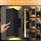 wowlite Motion Sensor Outdoor Wall Lights, Dusk to Dawn Outdoor Lighting with E26 Bulbs Included, 3 Lighting Modes Black Exterior Lighting Fixtures, Aluminum Outside Lights for House Porch Yard 2 Pack