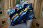 CAPSCEOLL Blue Gold Throw Pillow Covers,Modern Abstract Art Painting Throw Pillows for Couch,Blue Pillow Covers 20X20 Inch 2 Pcs Square Cushion Cover Gift for Couch Sofa