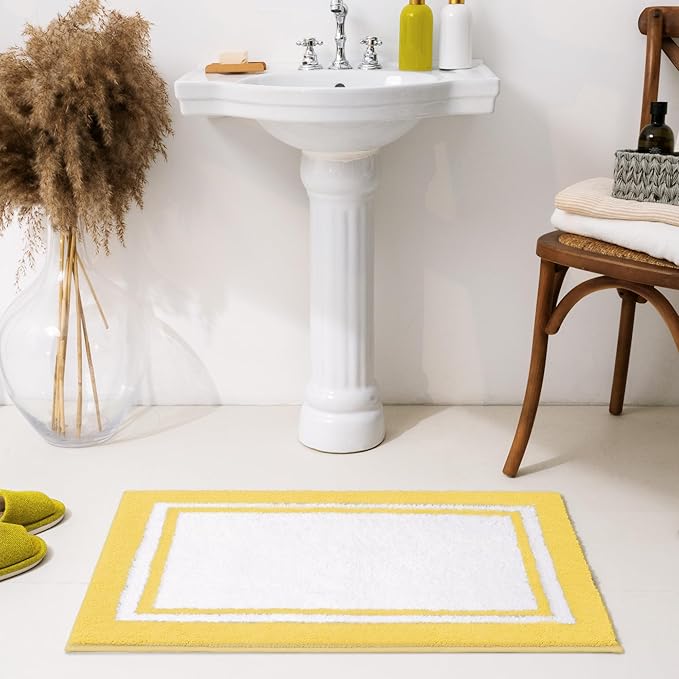 GRANNY SAYS Microfiber Bathroom Rugs Non Slip Washable, Water Absorbent Bathroom Mats for Tub Non Slip, Soft Bath Mats for Floor & Shower, Long Bath Rug, 24" x 36", Yellow