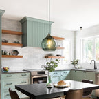Gray Green Glass Pendant Lights Kitchen Island Lighting Globe Pendant Light Fixtures Modern Pendant Lighting for Kitchen Island Bedroom Living Dining Room Light Fixture(5.9in, 3-Pack)