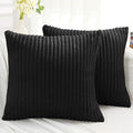 Simmore Decorative Fall Throw Pillow Covers 26x26 Set of 2, Soft Natural Plush Flannel Double-Sided Fluffy Couch Pillow Covers for Sofa Living Room, Black