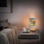 Table Lamp Tropical Beach White Sand Coconut Palm Tree Clear Blue Sky Ocean Nightstand Lamp with Wood Base Fabric Lamp Shade Bedside Desk Lamp for Living Room Bedroom Kids Room Office