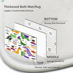 Kids Halloween Dinosaur Bathroom Decor Set with Cute Shower Curtain and Rugs, 4-Piece Cartoon Bath Set with Toilet Lid Cover, Waterproof Curtain with Hooks and Non-Slip Mats