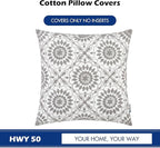 HWY 50 Gray Grey Decorative Throw Pillow Covers 18x18 Inch (1 Piece), Embroidered Cotton Farmhouse Cushion Cover Pillow Case for Sofa Couch Living Room Bed, Little Sunflower