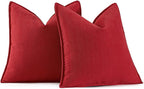 MIULEE Pack of 2 Christmas Red Decorative Pillow Covers 20x20 Inch Soft Chenille Luxurious Couch Throw Pillows Farmhouse Cushion Covers with Elegant Design for Sofa Bedroom Living Room Home Decor