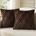 decorUhome Throw Pillow Covers 26x26 Inch Set of 2, Soft Plush Decorative Faux Fur Dark Brown Solid Couch Pillow Covers, Accent Farmhouse Neutral Square Euro Pillow Cases for Sofa Bed Living Room