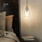 zeyu Modern Pendant Light 2 Pack, Hanging Ceiling Light Fixture for Dining Room Bedroom, Brushed Nickel Pendant Lighting with Clear Glass Shade, ZG33M1L-2 BN