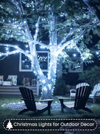 2 Pack Battery Operated Christmas Lights with Timer, 66FT 200 LED Waterproof Battery Twinkle Light, 8 Modes Green Wire Fairy Lights for Indoor & Outdoor Bedroom Tree Christmas Decorations (Cool White)