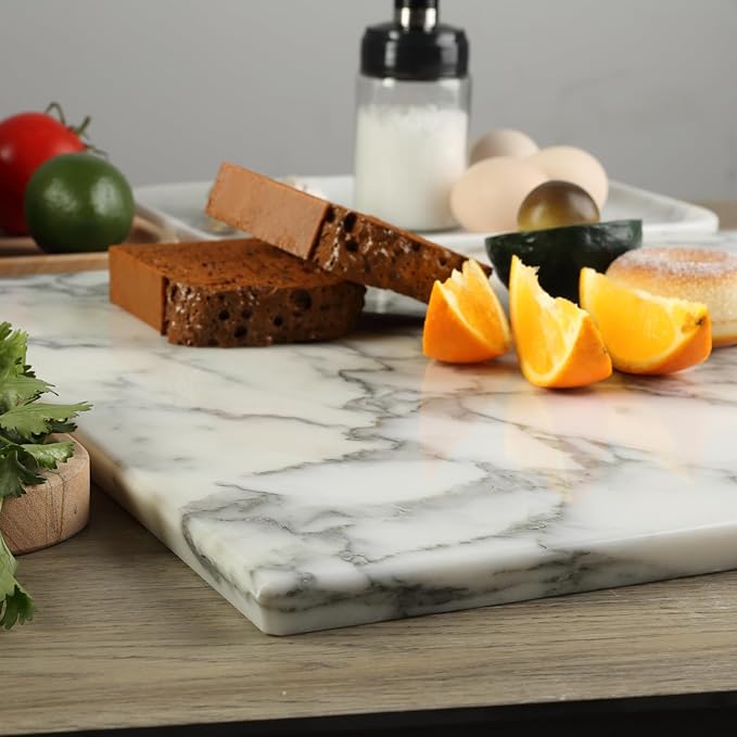 Koville Italian Natural Marble Cutting Board for Kitchen, 16x20inch Extra Large Hand Crafted Marble Slab for Cheese, Charcuterie, Pastry Board - Wedding Gift, House Warming Gift
