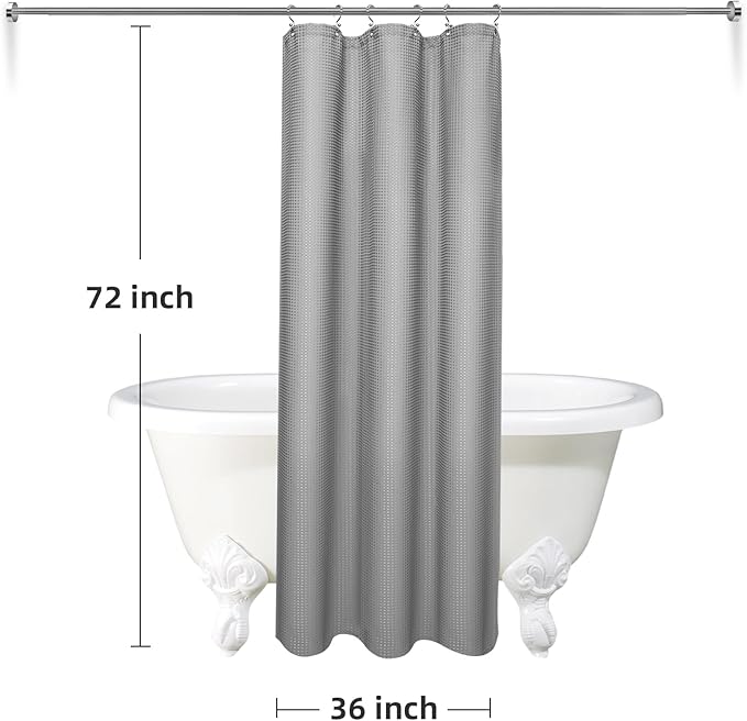 LaCyan 3 in 1 Waterproof Waffle Weave Shower Curtain and Clear Liner Set with 12 Stainless Steel Hooks Double Sided for Bathroom 72 Inches Heavy Duty Polyester Fabric Shower Curtains 36x72