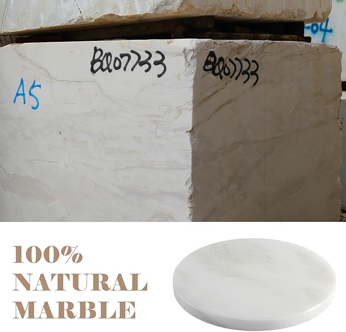 BCS Natural Round Marble Charcuterie and Cutting Boards for Kitchen, 10" Marble Cheese Pastry Board Stone Slab for baking, Pastries, Bread, Chocolate, Candy (Namib Fantasy)