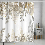 Grey Tan Eucalyptus Leaves Shower Curtain Beige Weeping Branches Leaves Shower Curtains for Bathroom Waterproof Polyester Fabric Bathroom Curtain 72 x 72 Inch with 12 Hooks