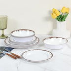 Melamine Dinnerware Set-12 Piece Melamine Plates and Bowls Set for 4,Lightweight yet Durable Dish Set,Camping/RV Unbreakable Serving Dishes, Dishwasher Safe, Off White