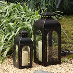 NEEDOMO Lanterns Decorative Indoor,Set of 2 Outdoor Lanterns for Porch, 20" Metal Frame Candle Holders Hanging Lights,with Glass, Spring, Fall, Christmas